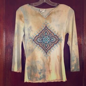 Marbled blouse with beading